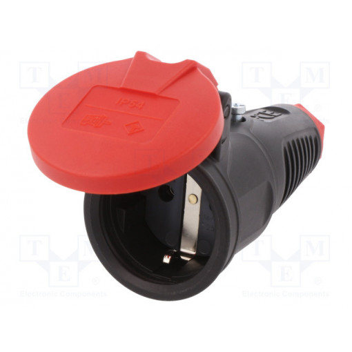 2522-SR; Connector: AC supply; female; socket; 2P+PE; 250VAC; 16A; for cable; PCE