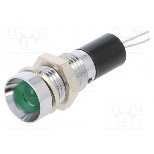 2693.8281; Indicator: LED; prominent; 12VDC; Cutout: Ø8mm; for PCB; brass; MENTOR