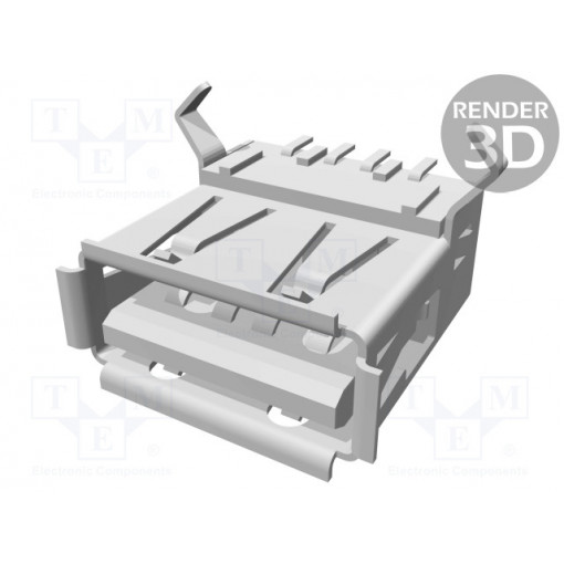 292303-7; Socket; USB A; THT; angled 90°; gold-plated; TE Connectivity