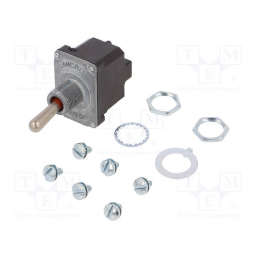 2NT1-8; Switch: toggle; Pos: 2; DPDT; (ON)-ON; 6A/230VAC; 18A/28VDC; IP67; HONEYWELL