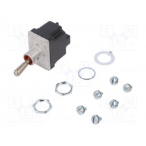 2TL1-5; Switch: toggle; Pos: 3; DPDT; (ON)-OFF-ON; 6A/230VAC; 18A/28VDC; HONEYWELL