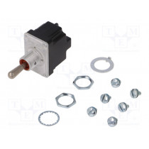 2TL1-7; Switch: toggle; Pos: 3; DPDT; (ON)-OFF-(ON); 6A/230VAC; 18A/28VDC; HONEYWELL