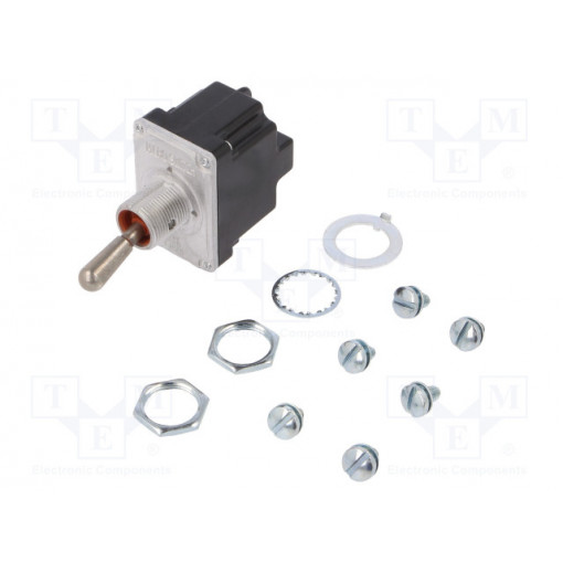 2TL1-8; Switch: toggle; Pos: 2; DPDT; (ON)-OFF; 6A/230VAC; 18A/28VDC; IP67; HONEYWELL