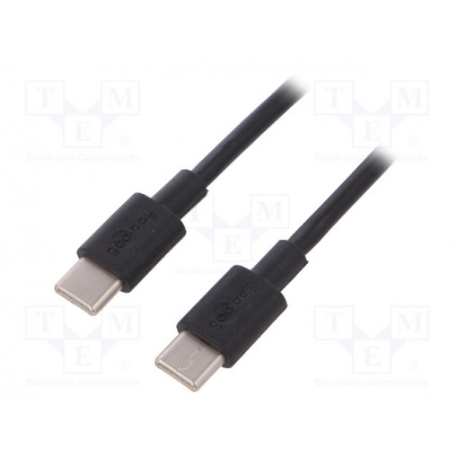 66318; Cable; USB 2.0; both sides,USB C plug; 1m; black; Goobay