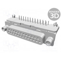 3-106507-2; D-Sub; PIN: 25; socket; female; angled 90°; THT; UNC4-40; TE Connectivity