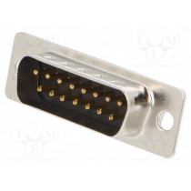 301A10029X; D-Sub; PIN: 15; male; for cable; soldering; 3A; Plating: gold flash; CONEC