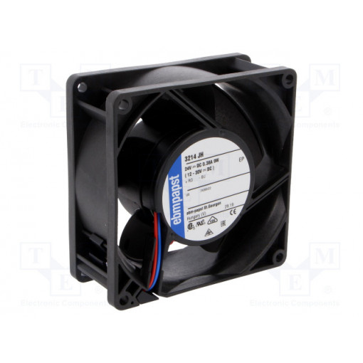 3214JH; Fan: DC; axial; 92x92x38mm; 146m3/h; 55dBA; ball bearing; 6800rpm; EBM-PAPST 3214JH; Fan: DC; axial; 92x92x38mm; 146m3/h; 55dBA; ball bearing; 6800rpm; EBM-PAPST
