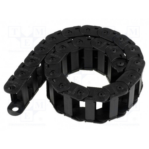 325LE076150; Cable chain; Series: Light; Bend.rad: 150mm; L: 990mm; Colour: black; BREVETTI