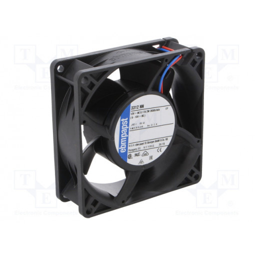 3312NN; Fan: DC; axial; 92x92x32mm; 80m3/h; 35dBA; ball bearing; 2650rpm; EBM-PAPST 3312NN; Fan: DC; axial; 92x92x32mm; 80m3/h; 35dBA; ball bearing; 2650rpm; EBM-PAPST