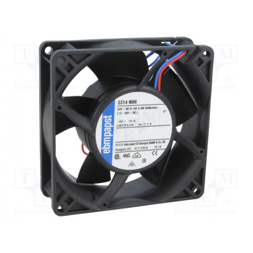 3314NHH; Fan: DC; axial; 92x92x32mm; 107m3/h; 42dBA; ball bearing; 3450rpm; EBM-PAPST 3314NHH; Fan: DC; axial; 92x92x32mm; 107m3/h; 42dBA; ball bearing; 3450rpm; EBM-PAPST