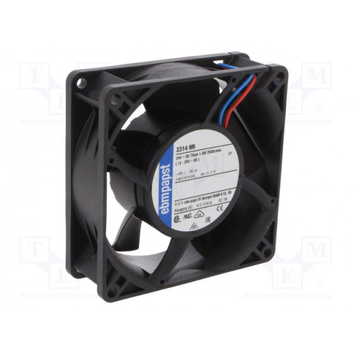 3314NN; Fan: DC; axial; 92x92x32mm; 80m3/h; 35dBA; ball bearing; 2650rpm; EBM-PAPST 3314NN; Fan: DC; axial; 92x92x32mm; 80m3/h; 35dBA; ball bearing; 2650rpm; EBM-PAPST