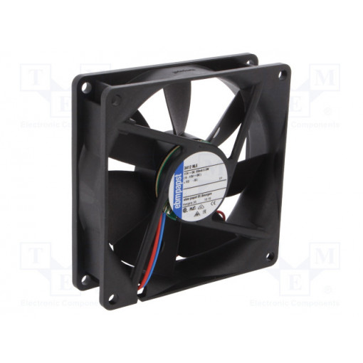 3412NLE; Fan: DC; axial; 92x92x25mm; 61m3/h; 23dBA; ball bearing; 1950rpm; EBM-PAPST 3412NLE; Fan: DC; axial; 92x92x25mm; 61m3/h; 23dBA; ball bearing; 1950rpm; EBM-PAPST