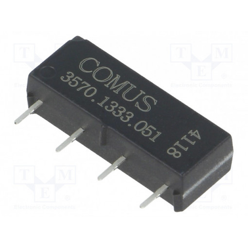 3570.1333.051; Relay: reed; SPST-NO; Ucoil: 5VDC; 500mA; max.200VDC; 10W; THT; SIP; COMUS 3570.1333.051; Relay: reed; SPST-NO; Ucoil: 5VDC; 500mA; max.200VDC; 10W; THT; SIP; COMUS