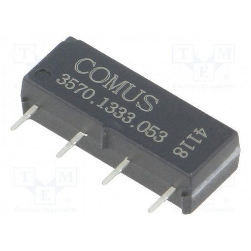 3570.1333.053; Relay: reed; SPST-NO; Ucoil: 5VDC; 500mA; max.200VDC; 10W; THT; SIP; COMUS 3570.1333.053; Relay: reed; SPST-NO; Ucoil: 5VDC; 500mA; max.200VDC; 10W; THT; SIP; COMUS