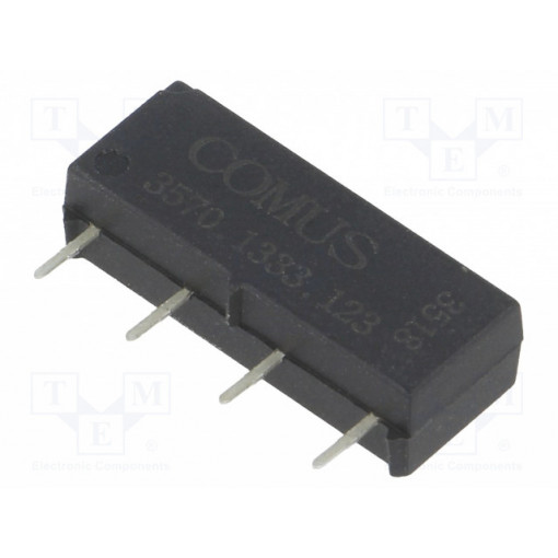 3570.1333.123; Relay: reed; SPST-NO; Ucoil: 12VDC; 500mA; max.200VDC; 10W; THT; SIP; COMUS 3570.1333.123; Relay: reed; SPST-NO; Ucoil: 12VDC; 500mA; max.200VDC; 10W; THT; SIP; COMUS