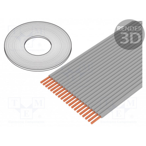 3749-34 (100FT); Wire: ribbon; 0.635mm; solid; Cu; 34x30AWG; unshielded; TPE; grey; 3M GCS