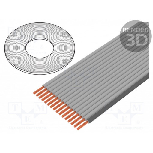 3754-20 (100FT); Wire: ribbon; 0.635mm; stranded; Cu; 20x30AWG; unshielded; TPE; grey; 3M GCS
