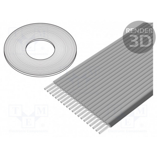 3756/20 (100FT); Wire: ribbon; 0.635mm; stranded; Cu; 20x30AWG; unshielded; TPE; grey; 3M