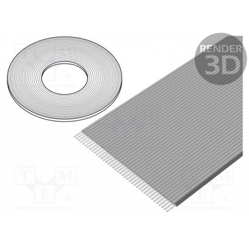 3756/40 (100FT); Wire: ribbon; 0.635mm; stranded; Cu; 40x30AWG; unshielded; TPE; grey; 3M