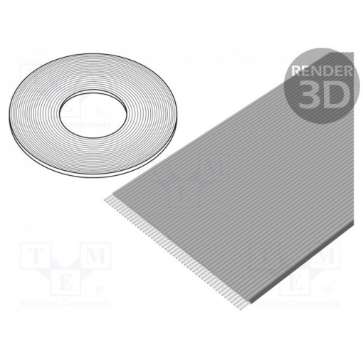 3756/50 (100FT); Wire: ribbon; 0.635mm; stranded; Cu; 50x30AWG; unshielded; TPE; grey; 3M