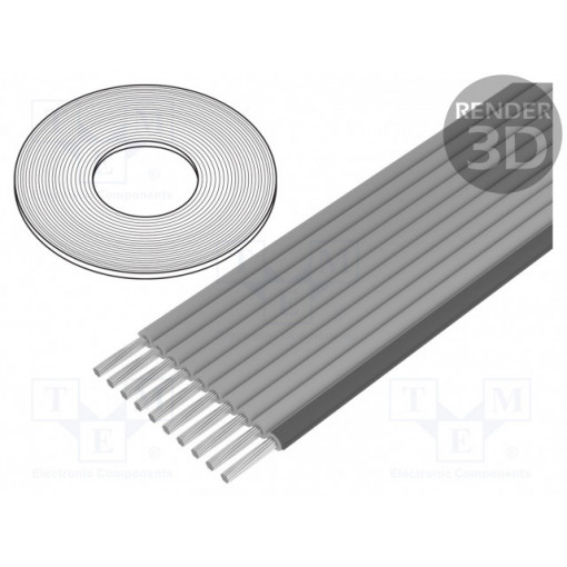 3770-10 (100FT); Wire: ribbon; 1.27mm; stranded; Cu; 10x26AWG; unshielded; TPE; grey; 3M