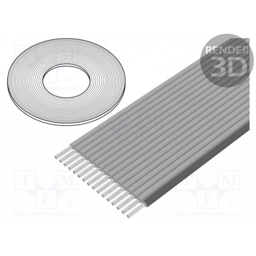 3770-16 (100 FT); Wire: ribbon; 1.27mm; stranded; Cu; 16x26AWG; unshielded; TPE; grey; 3M