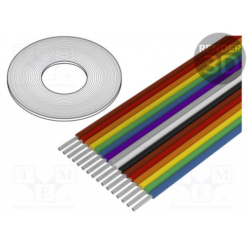 3811/16 (100FT); Wire: ribbon; 1.27mm; stranded; Cu; 6x26AWG; unshielded; PVC; 49V; 3M