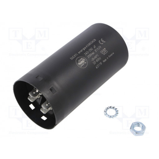 412803428; Capacitor: electrolytic; 262uF; Ø52x105mm; ±10%; M8 screw; 250VAC; DUCATI ENERGIA 412803428; Capacitor: electrolytic; 262uF; Ø52x105mm; ±10%; M8 screw; 250VAC; DUCATI ENERGIA
