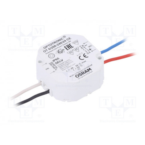 OT 6/200-240/24 CE; Power supply: switched-mode; LED; 6W; 24VDC; 250mA; 198÷264VAC; OSRAM