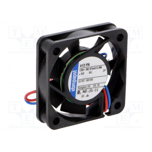 412FH; Fan: DC; axial; 40x40x10mm; 9m3/h; 26dBA; slide bearing; 6000rpm; EBM-PAPST