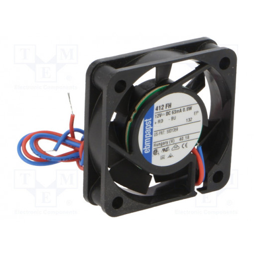412 FH-132; Fan: DC; axial; 40x40x10mm; 9m3/h; 26dBA; slide bearing; 6000rpm; EBM-PAPST 412 FH-132; Fan: DC; axial; 40x40x10mm; 9m3/h; 26dBA; slide bearing; 6000rpm; EBM-PAPST