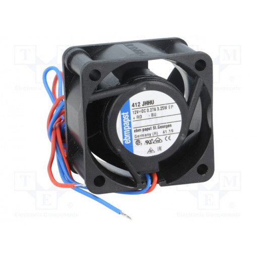 412JHHU; Fan: DC; axial; 40x40x25mm; 24m3/h; 44dBA; ball bearing; 13000rpm; EBM-PAPST