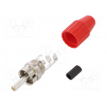 413-0500; Plug; RCA; male; straight; soldered; red; brass; Enclos.mat: acetal; DELTRON