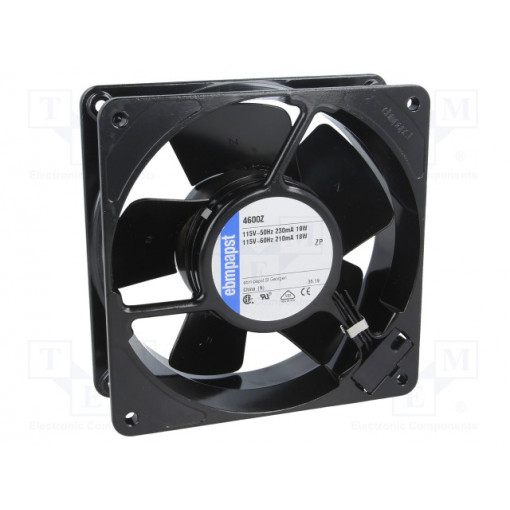 4600Z; Fan: AC; axial; 115VAC; 119x119x38mm; 180m3/h; 45dBA; slide bearing; EBM-PAPST