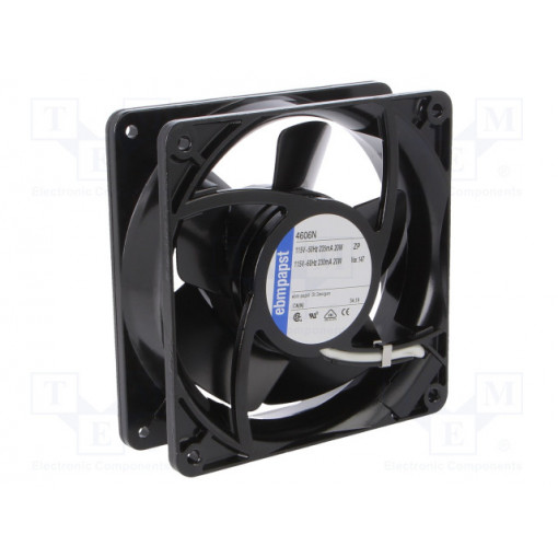 4606N; Fan: AC; axial; 115VAC; 119x119x38mm; 180m3/h; 51dBA; ball bearing; EBM-PAPST 4606N; Fan: AC; axial; 115VAC; 119x119x38mm; 180m3/h; 51dBA; ball bearing; EBM-PAPST