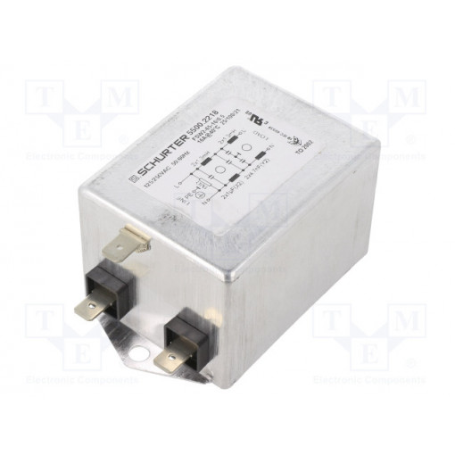 5500.2218; Filter: anti-interference; 250VAC; Cx: 1uF; Cy: 4.7nF; 1.3mH; 1mΩ; SCHURTER 5500.2218; Filter: anti-interference; 250VAC; Cx: 1uF; Cy: 4.7nF; 1.3mH; 1mΩ; SCHURTER