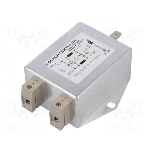 5500.2224; Filter: anti-interference; Cx: 100nF; Cy: 100nF; 0.2mH; 10A; Poles: 1; SCHURTER 5500.2224; Filter: anti-interference; Cx: 100nF; Cy: 100nF; 0.2mH; 10A; Poles: 1; SCHURTER