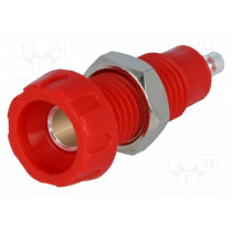 551-0500; Socket; 4mm banana; 10A; 50VDC; 28.5mm; red; nickel plated; 10mΩ; DELTRON