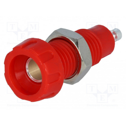 551-0500; Socket; 4mm banana; 10A; 50VDC; 28.5mm; red; nickel plated; 10mΩ; DELTRON 551-0500; Socket; 4mm banana; 10A; 50VDC; 28.5mm; red; nickel plated; 10mΩ; DELTRON