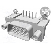 5747840-6; D-Sub; PIN: 9; socket; male; angled 90°; THT; UNC4-40; 0.76um; TE Connectivity