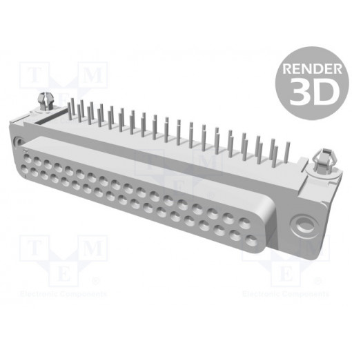 5747847-4; D-Sub; PIN: 37; socket; female; angled 90°; THT; UNC4-40; 0.76um; TE Connectivity