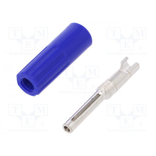 579-0200; Plug; 4mm banana; 10A; 50VDC; blue; non-insulated; for cable; DELTRON