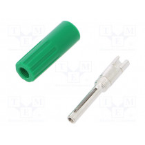 579-0400; Plug; 4mm banana; 10A; 50VDC; green; non-insulated; for cable; DELTRON