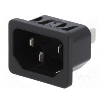 6100.4312; Connector: AC supply; socket; male; 10A; 250VAC; IEC 60320; C14 (E); SCHURTER