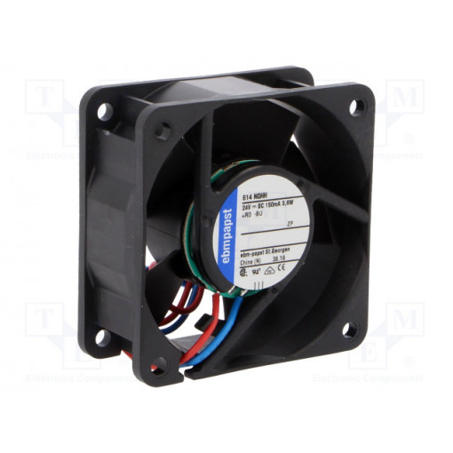 614NGHH; Fan: DC; axial; 60x60x25mm; 56m3/h; 43dBA; slide bearing; Len: 0.31m; EBM-PAPST