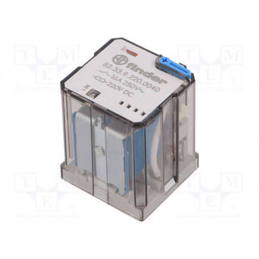 62.33.9.220.0040; Relay: electromagnetic; 3PDT; 220VDC; 16A/250VAC; 16A/30VDC; FINDER