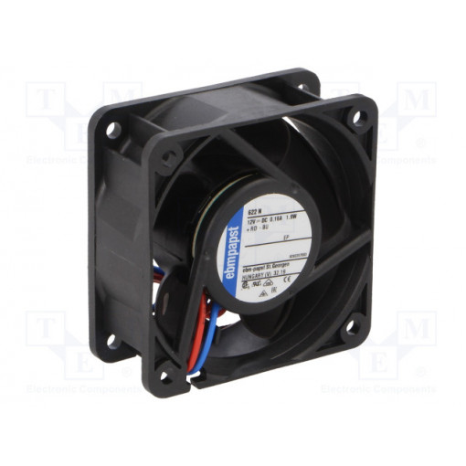 622N; Fan: DC; axial; 60x60x25mm; 40m3/h; 35dBA; ball bearing; 6100rpm; EBM-PAPST