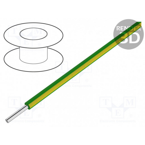 6717S GY001; Wire; EcoWire; solid; Cu; 14AWG; green-yellow; MPPE; 600V; 305m; ALPHA WIRE