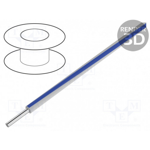6717S WU005; Wire; EcoWire; solid; Cu; 14AWG; white-blue; MPPE; 600V; 30,5m; ALPHA WIRE