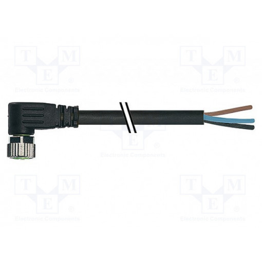 7000-08081-6300500; Connection lead; M8; PIN: 3; angled; 5m; plug; 60VAC; 4A; -20÷85°C; MURR ELEKTRONIK